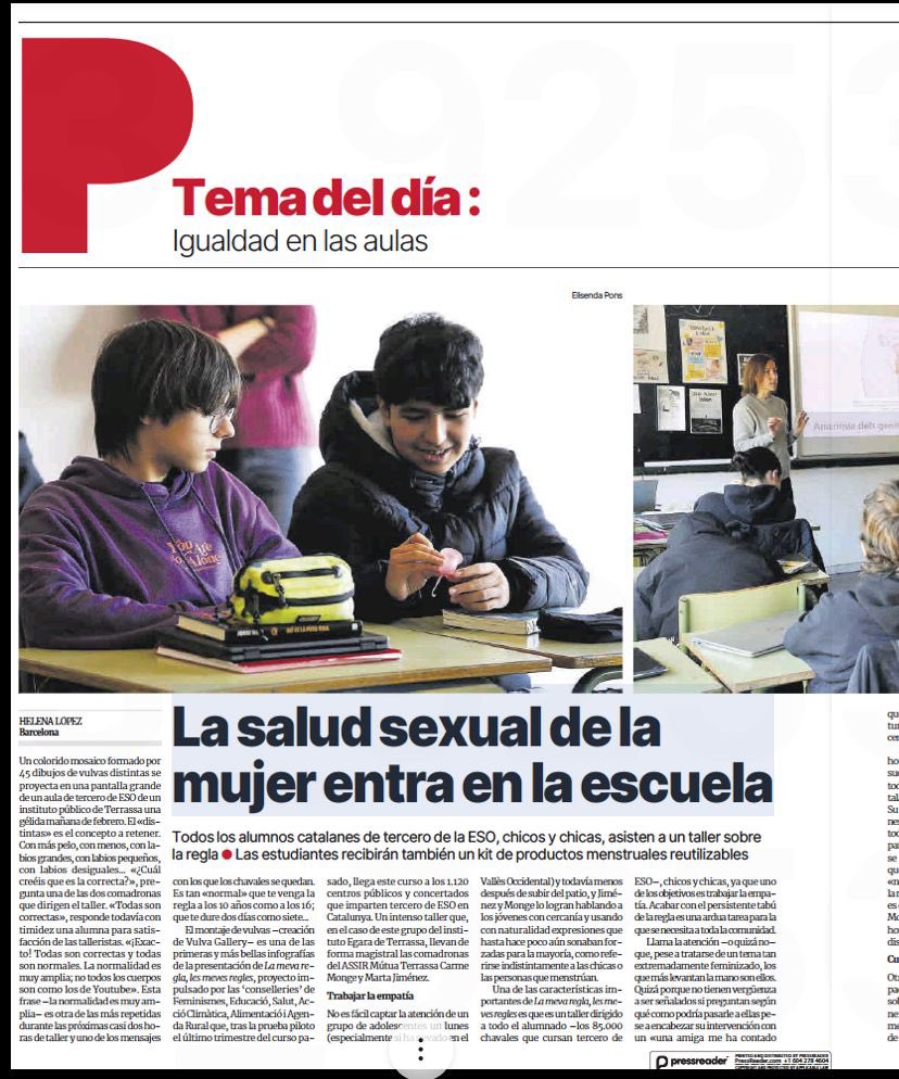 MartaJi04222566's tweet photo. Immerses de ple en l'educació per la salut, promocionar l'autoconeixement i l'empoderament de les dones. Impartim els tallers sobre Equitat Menstrual a 3r ESO. Som #llevadores! @salutdonaMT @Llevadores @InfermeriaMT @salutcat @igualtatcat @educaciocat @SomeNiceGirl @elperiodico https://t.co/aUGKmm3r77