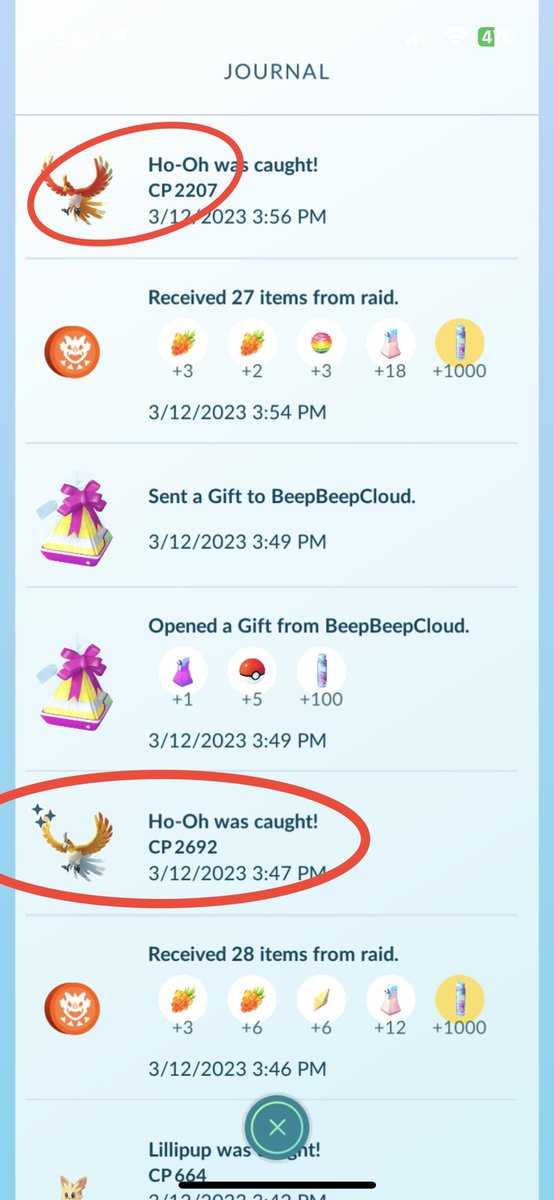 Amberrrr313's tweet photo. This happened today.. shiny then a hundo! #HoOhRaid #PokemonGO https://t.co/1JIJELxUyp