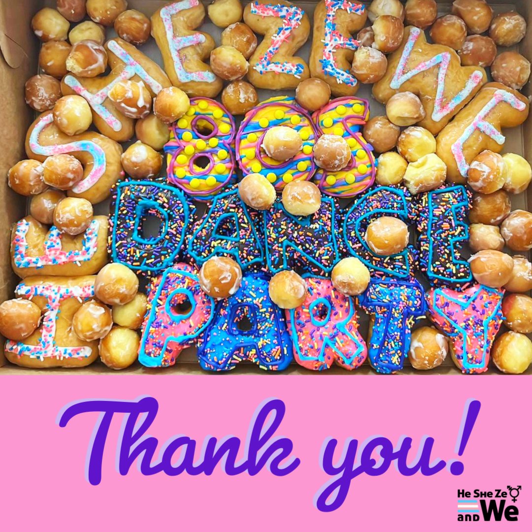 HeSheZeandWe's tweet photo. We are so appreciative of everyone who supported our event last night! Celebrationary posts coming soon. But for right now..... a day to recover. 📸 Shout out to Morr Donuts! https://t.co/hjCQP2UMUW