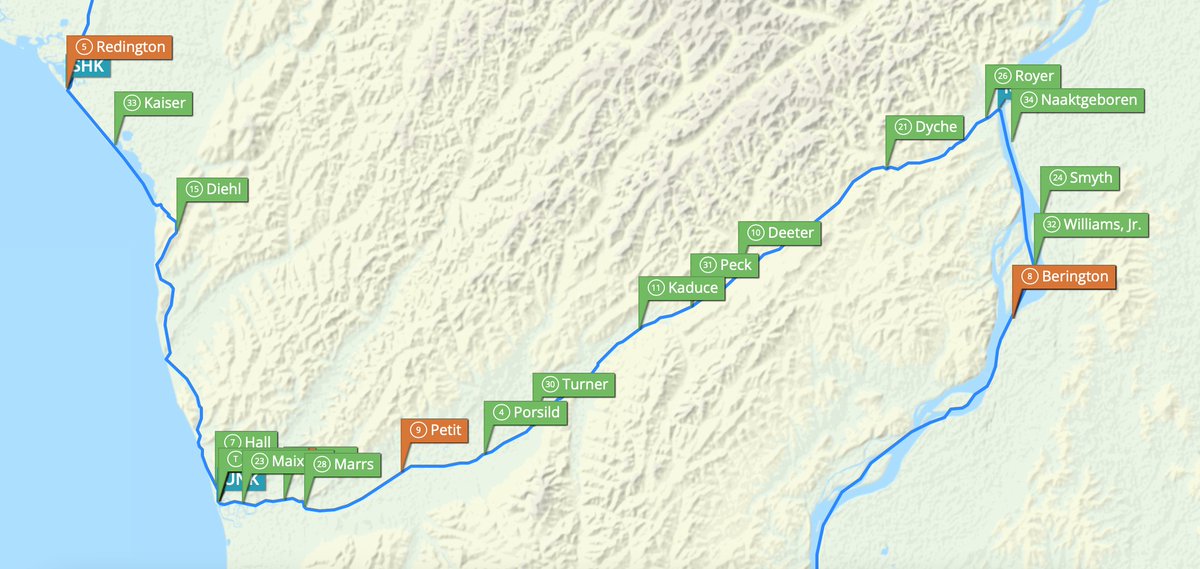 FionaWonderCat's tweet photo. A look at the field. #MatthewFailor is the tag between Maixner and Marrs.
#Iditarod51 #MusherTwitter https://t.co/aMFAgGJ9Q7