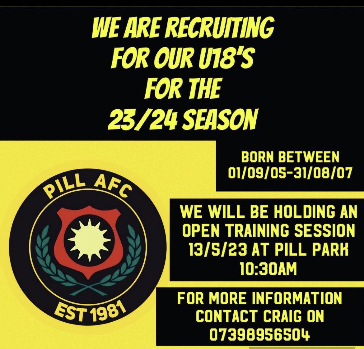 We are recruiting for our Under 18s for the coming season if you are interested or know someone who may be please get in touch for more information
