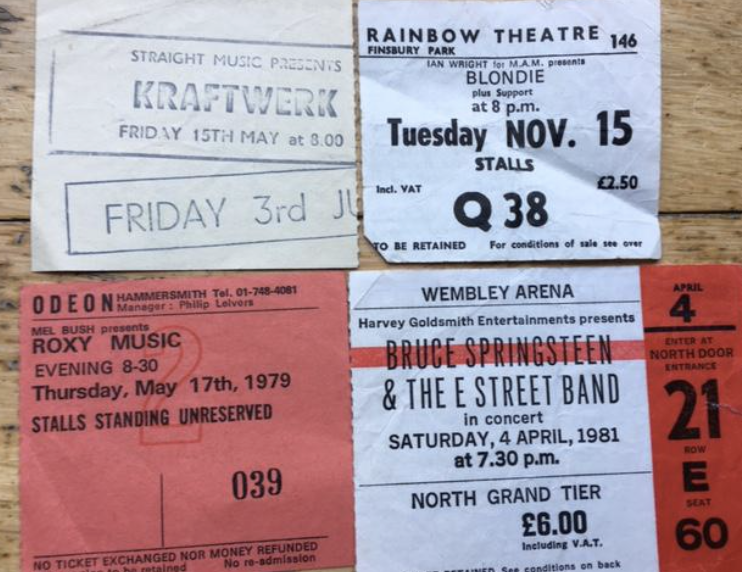 Unlike me, my wife kept her concert ticket stubs. This is but a tiny fraction of them.