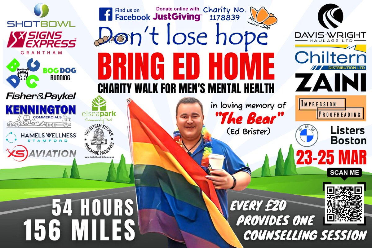 Just 10 days to go....
154 miles in 54 hours seems a little crazy now...
But I'm going to give it my best shot. Raising awareness for men's mental health and funds for Don't Lose Hope.
Can you help even by sharing...
justgiving.com/fundraising/Br…