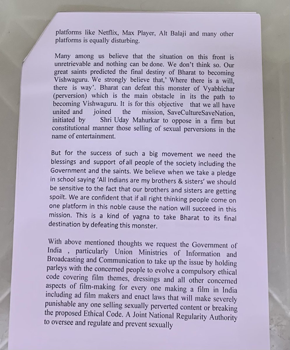 UdayMahurkar's tweet photo. As a patriotic citizen of Bharat do you want a stop to sexually perverted content on OTT, social media platforms, films &amp; pornography which is the main cause of rapes &amp; cultural degradation ? If yes, then do read this resolution passed at national conference against evil content. https://t.co/v1EfwV7CXZ