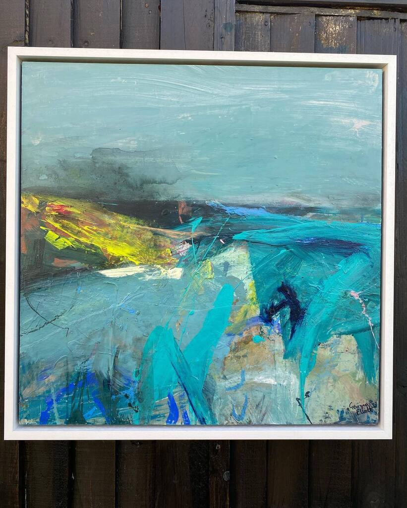 GElliottArtist's tweet photo. I’ve got a bit of an obsession with turquoise lately ! It’s such a powerful yet fresh and invigorating colour. I just love it 🎨
.
 ‘Great Common Sense’ 64x64cm framed. Original painting on wood. Available @cca_gallery https://t.co/SVbVrvTe2e https://t.co/a4JjqlfxYB