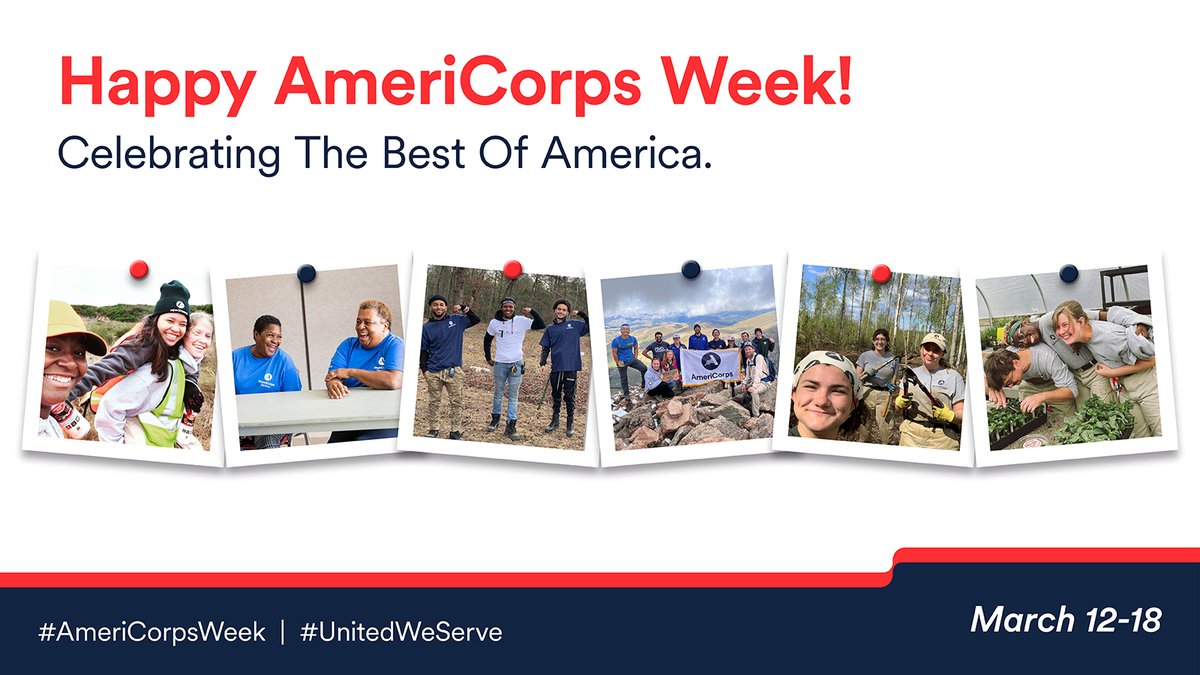 Happy #AmeriCorpsWeek! Let's celebrate @AmeriCorps members + @AmeriCorpsSr volunteers who bring out the best of America through #Service. Join us to 

🥳Say #AmeriThanks
🥳Share #NationalService impact
🥳Urge Americans to #ChooseAmeriCorps 

Learn more: AmeriCorps.gov/AmeriCorpsWeek
