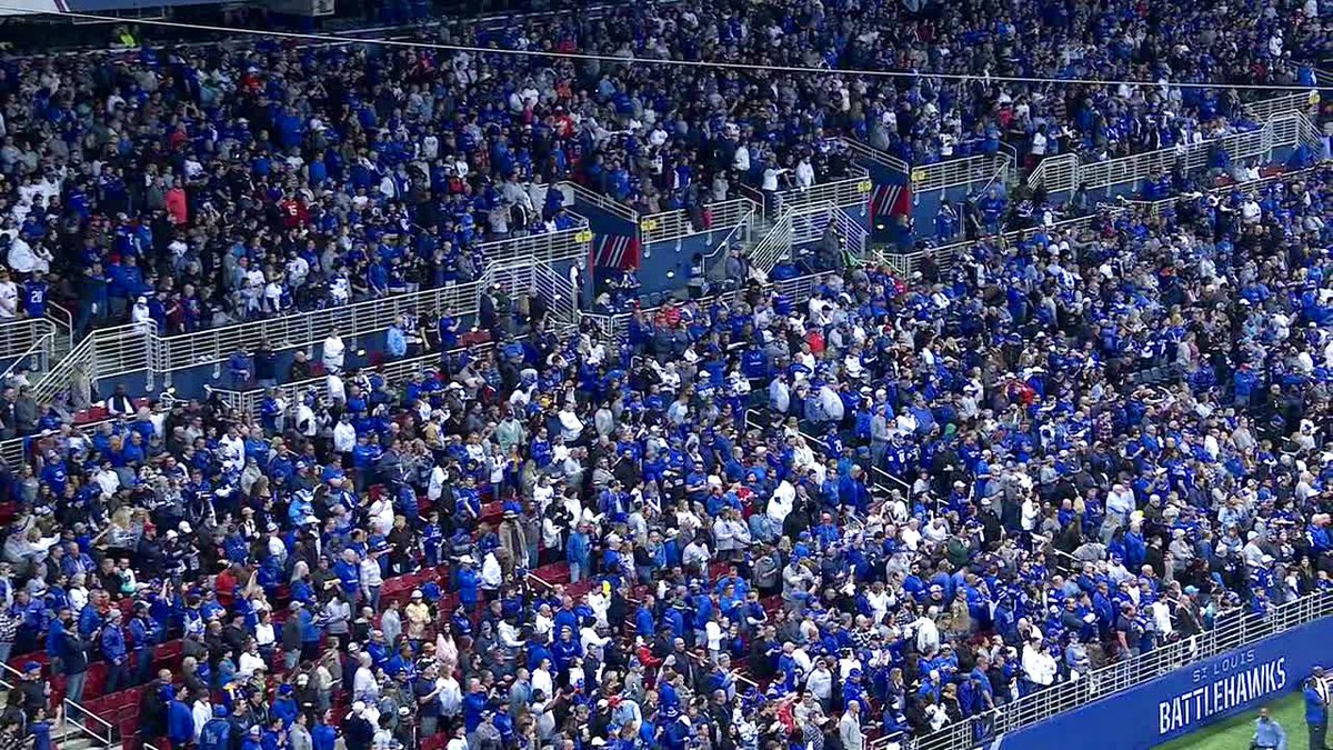 FOS's tweet photo. 38,310 people are at the St. Louis Battlehawks’ sold out game today — officially the largest crowd in XFL history. https://t.co/h2vL5vt5vJ