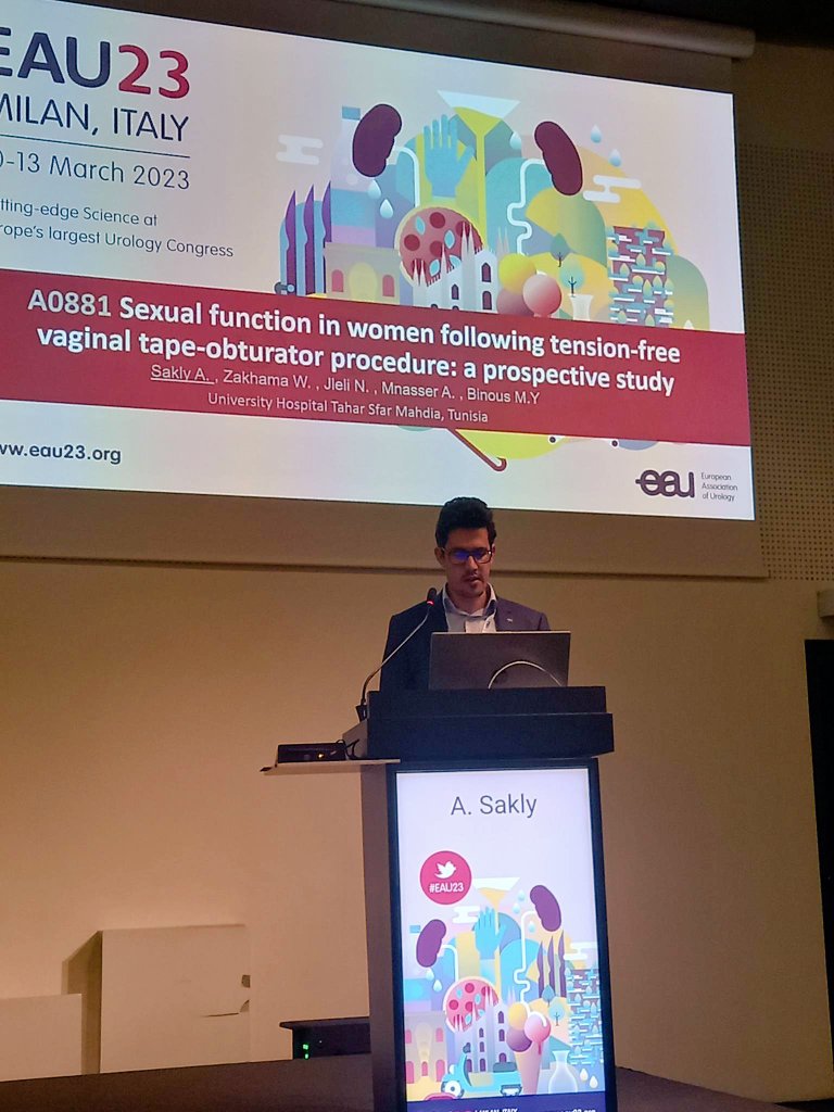 sakly_aymen's tweet photo. Female stress urinary incontinence: More than slings
Happy to be part of the Tunisian Delegation
#EAU2023 #Uroweb #ATurologie
#UrowebEsu @zribi_said https://t.co/YOSN0VynMe