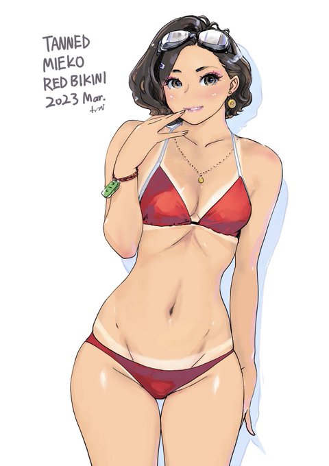 Tanned Mieko Red Bikini Mar. 2023👙 
