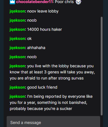 VargEnjoyer's tweet photo. Cheater complaining cus i left his lobby as killer lmao, obvously going to dodge a p100 nea with legacy who's hiding his name. (love how he just knew my twitch name without even playing with me or anything)
@DeadByBHVR fix the game. pls
#dbd #fixdbd #cheater https://t.co/3CkFPEi6IY