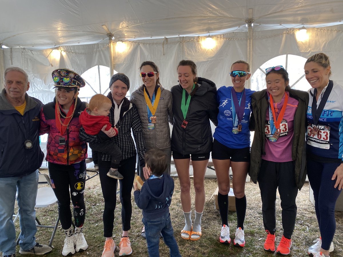 usatf_mut's tweet image. Here are most of the top-10 ladies from the 2023 Heckscher  USATF 50k Road Championships! From left to right RD Carl Grossberg, 2nd Brittany Charbonneau, 3rd Melissa Tanner, 4th Annmarie Kirkpatrick, 5th Emily Viehl, 6th Neringa Kaulinaite, 7th Lauren Dorsky, 9th Leah Jantzen