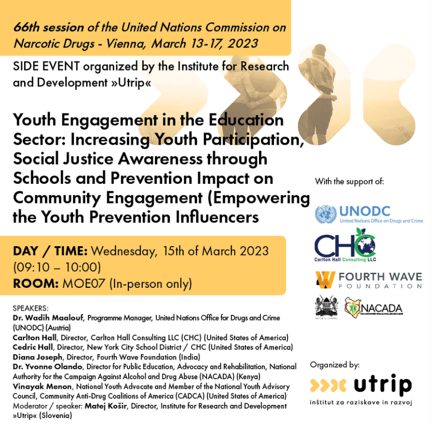 In 1⃣hour, a youth leader from the <a href="/UNODC/">UN Office on Drugs & Crime</a> #YouthForum will take the stage at the #CND66 side event, showing how youth can be co-creators and contributors in substance use #prevention efforts. Join us for an inspiring 💬 from the youth &amp;see how young people can better be engaged!