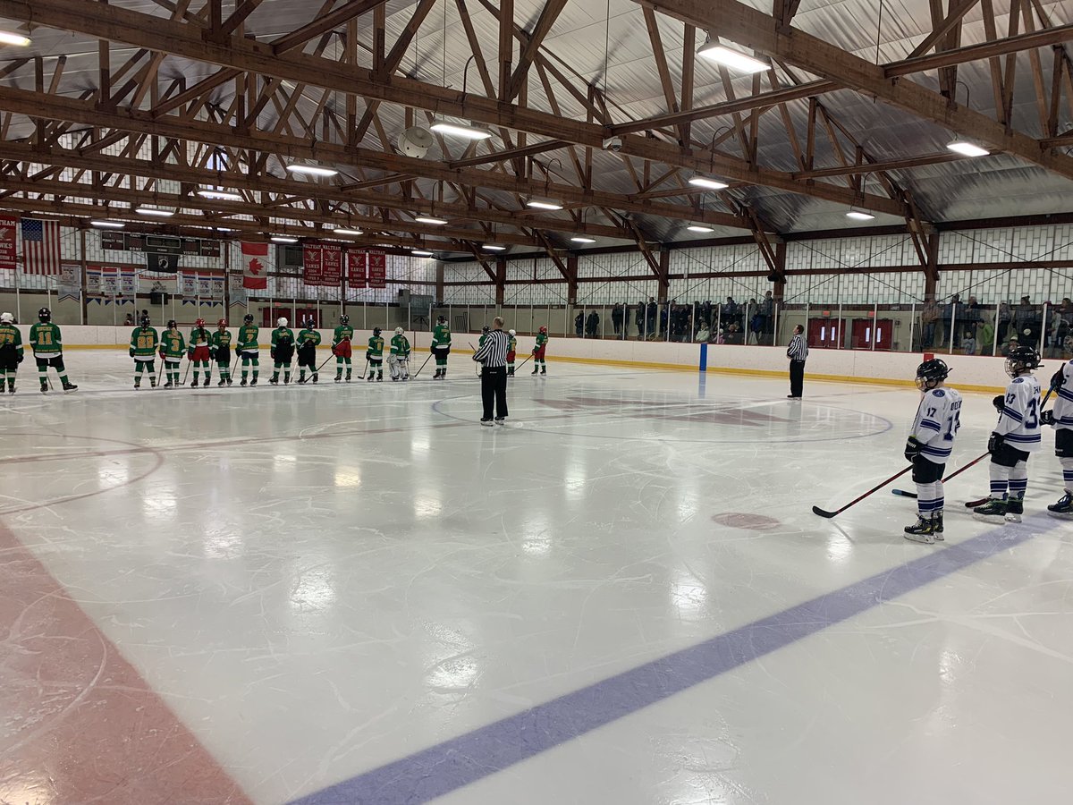 The <a href="/WYHhockey/">Waltham Youth Hockey</a> and <a href="/BraintreeYthHky/">Braintree Youth Hockey</a> pause to honor our country prior to the start of the <a href="/Mass_Hockey/">Massachusetts Hockey</a> Peewee Tier 5 State Championship game.