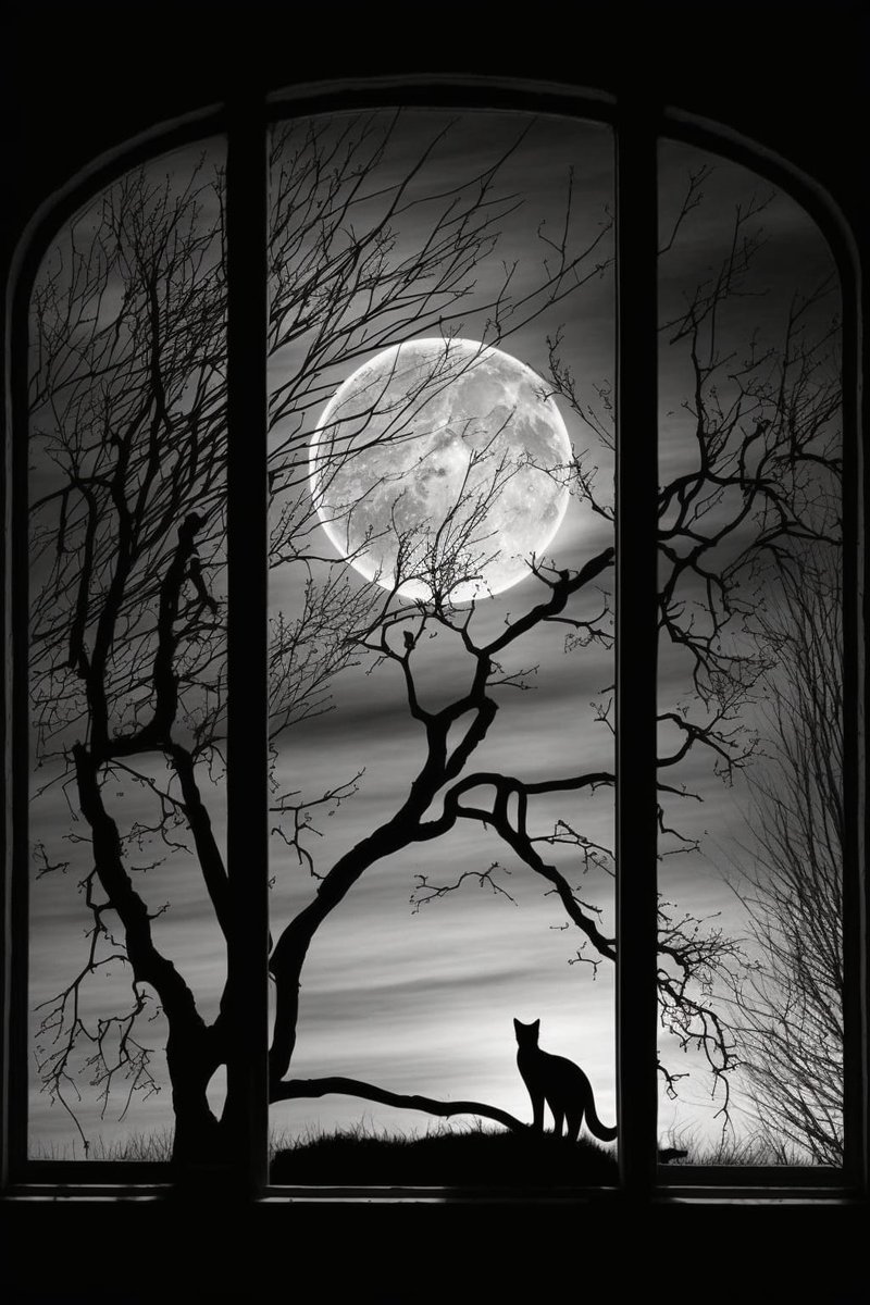 cat and moon