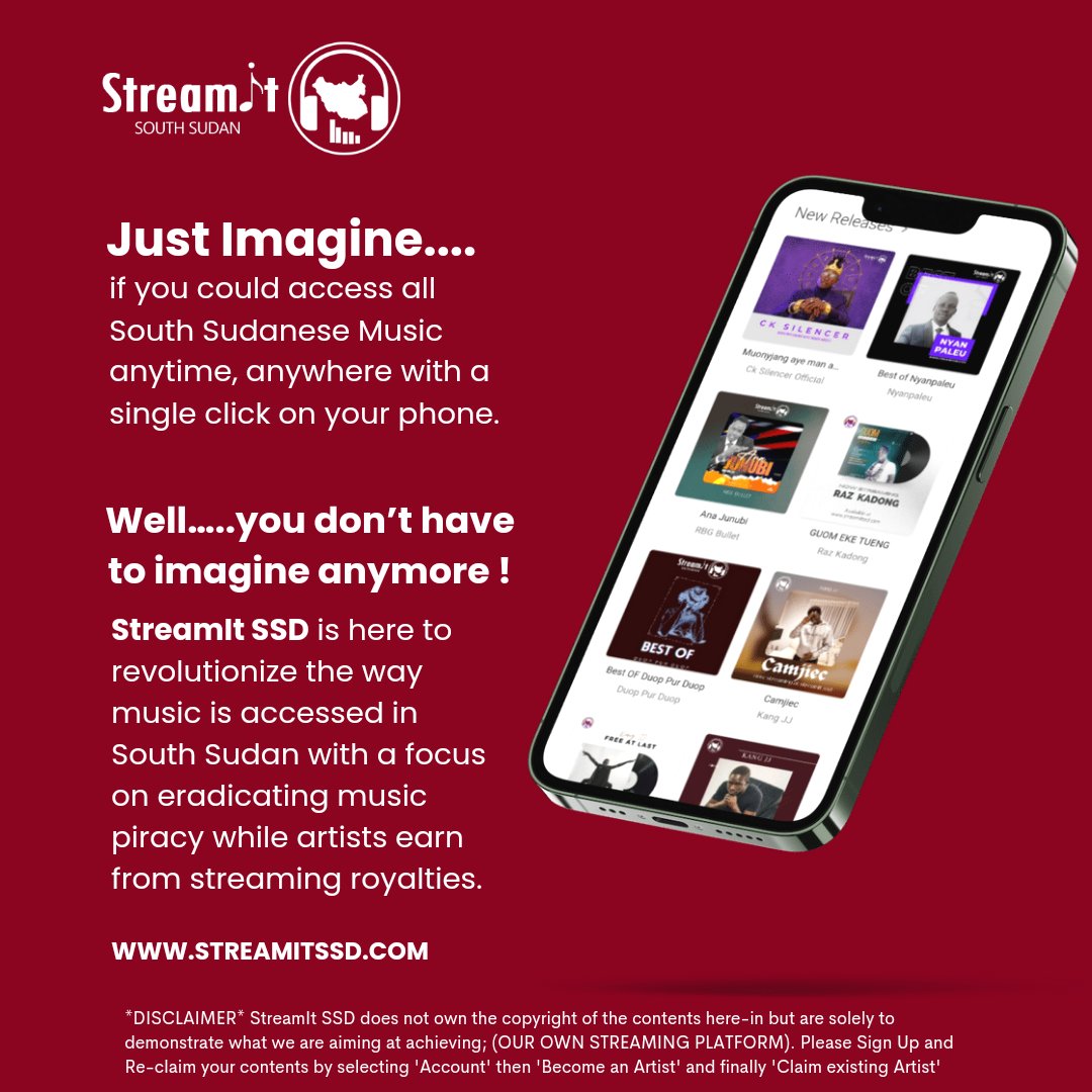StreamitSsd's tweet photo. A new opportunity for South Sudanese Artistes and listeners in the making...β€οΈβ€οΈ
#streaming #SSOT #streamit_ssd https://t.co/NqszvNTdT3
