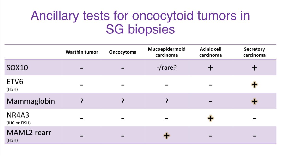IHC panel for salivary gland basaloid and oncocytoid tumors, curtesy of Dr. Nishino #USCAP2023