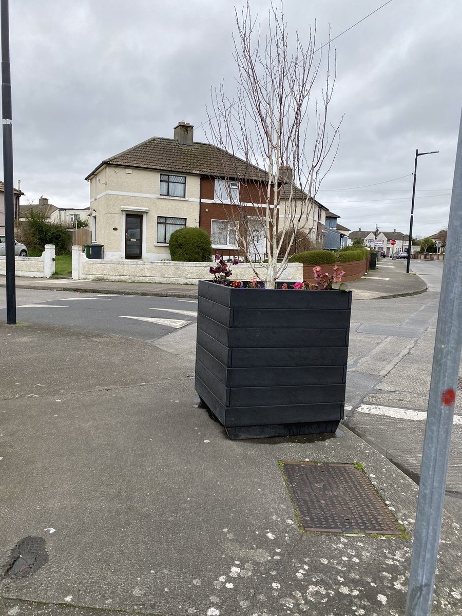 Lovely looking planters but good luck to children and wheelchair users visibility crossing the road. <a href="/DubCityCouncil/">Dublin City Council</a>
