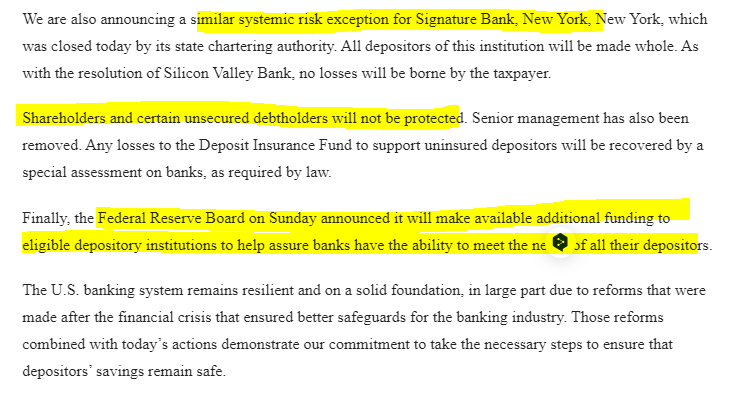 JMAafi's tweet photo. IMPORTANTE anuncio de Fed, FDIC &amp; US Treasury. Garantía total de depósitos en $SVB, idem para Signature Bank. Garantía de depósitos NO es un bailout de entidad, y lo pagarán los bancos over time. ¡Bien hecho! Debería tranquilizar al mercado -y sobre todo a los depositantes- . https://t.co/7FRyKzr2Qe
