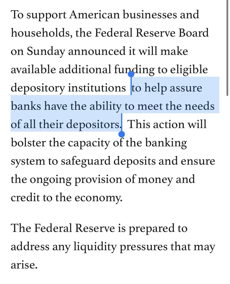 The Fed is stepping in to backstop all SVB depositors and “address any liquidity pressures that may arise.”

Silicon Valley gets what it asked ☑️

federalreserve.gov/newsevents/pre…