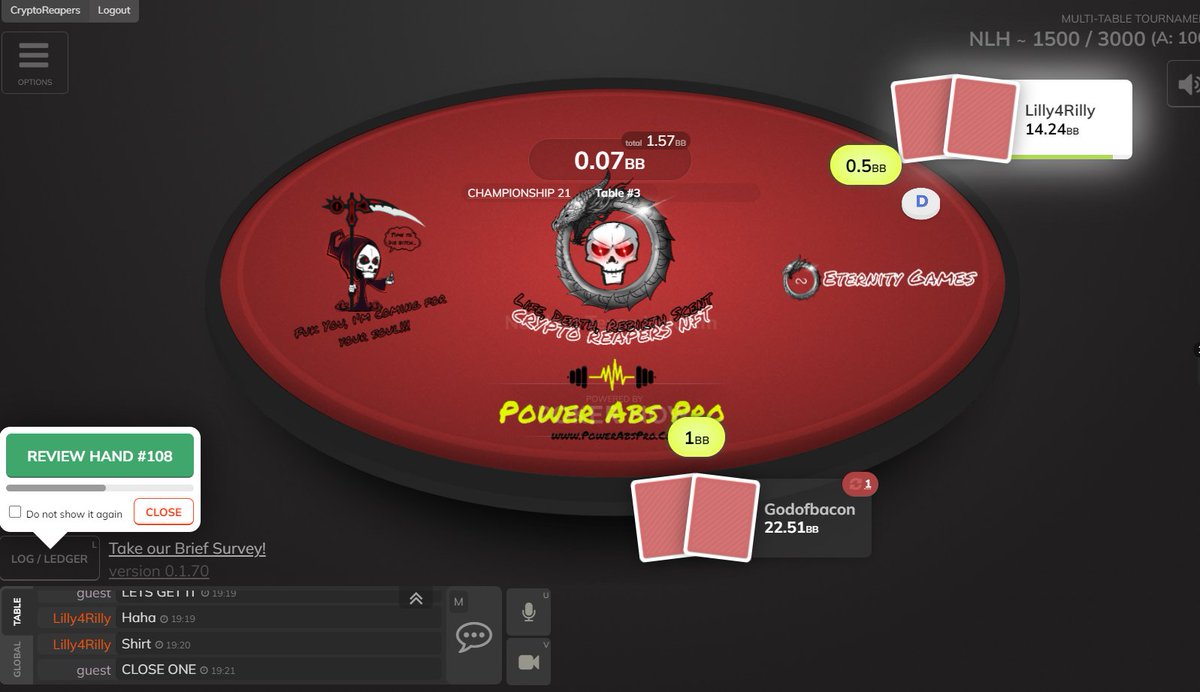 Poker Tournament #23 Starting in 30MINS!! 👀

✅Nfts as Prizes for Championship Game

Come join discord for the link 👇
discord.gg/JhKbFtUEJ7

#nft #NFTs