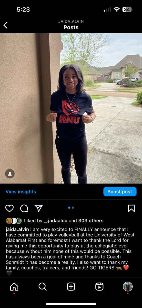 I am so excited to announce that I have committed to play volleyball at the University of West Alabama! I thank the Lord everyday for giving me this opportunity to play at the next level! GO TIGERS🐅❤️🖤 <a href="/uwa_volleyball/">UWA Volleyball</a>