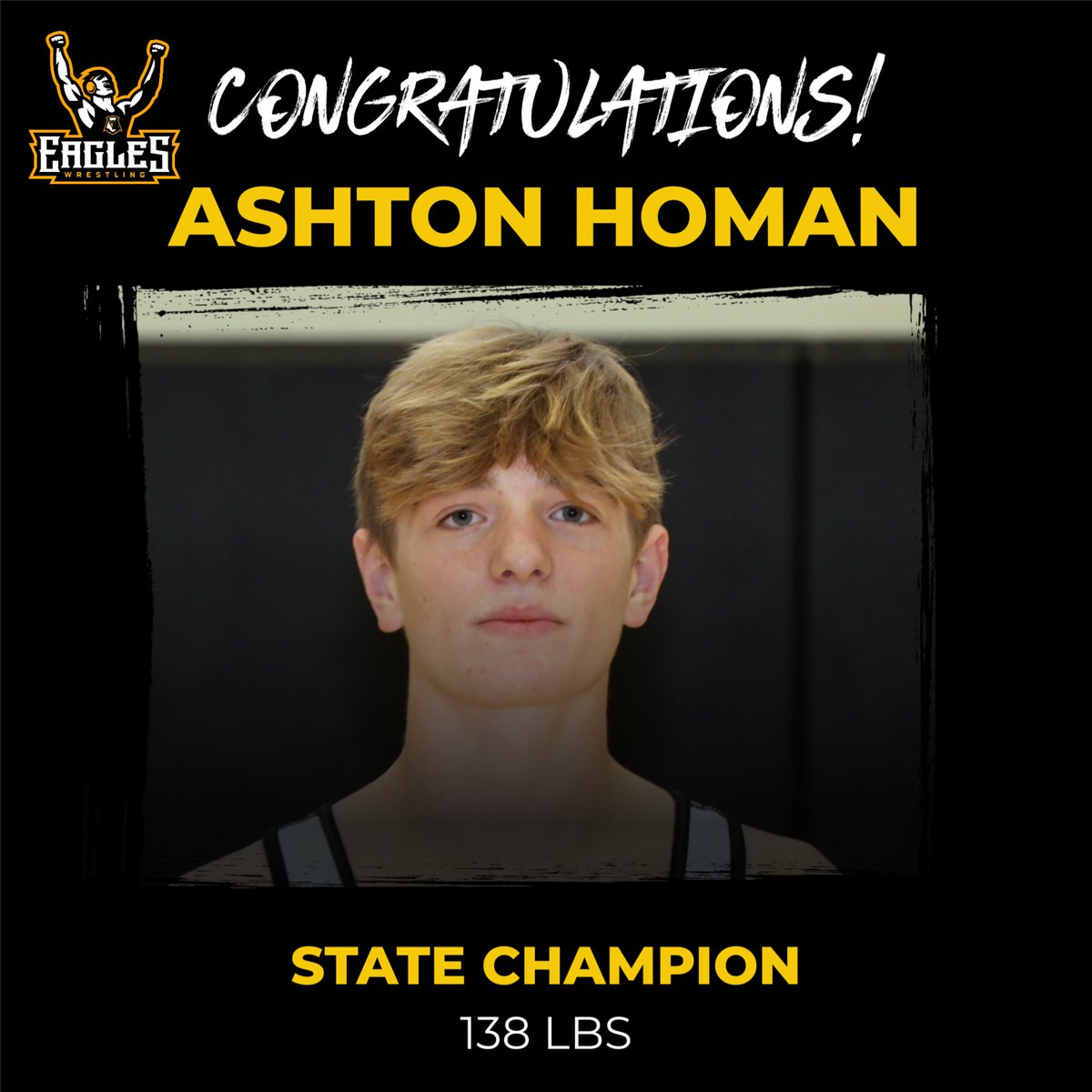 mhsgoeagles's tweet photo. Congratulations to Ashton Homan. 5th state champion in school history. Way to go Ashton! https://t.co/mIpGnqXcct