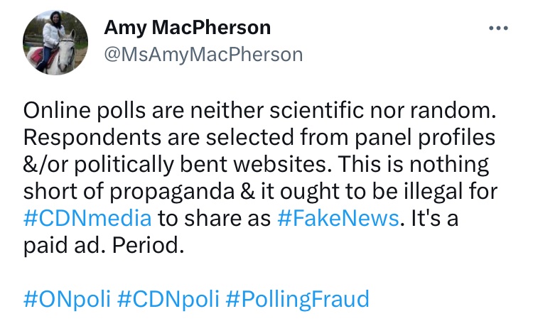 househounds's tweet image. Abacus is often online polling, which is non-random sampling = bogus results. 
#cdnpoli #PollingFraud