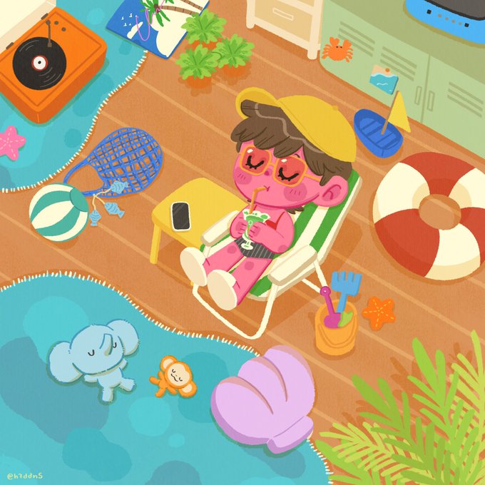 「beach chair swimsuit」 illustration images(Latest)