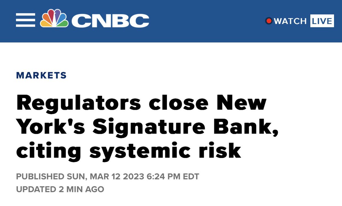 TheChiefNerd's tweet photo. "We are also announcing a similar systemic risk exception for Signature Bank, New York, New York, which was closed today by its state chartering authority," Treasury, Federal Reserve, and FDIC said in a joined statement Sunday evening.

https://t.co/jOkCqHoYfu https://t.co/puSISzCiEz