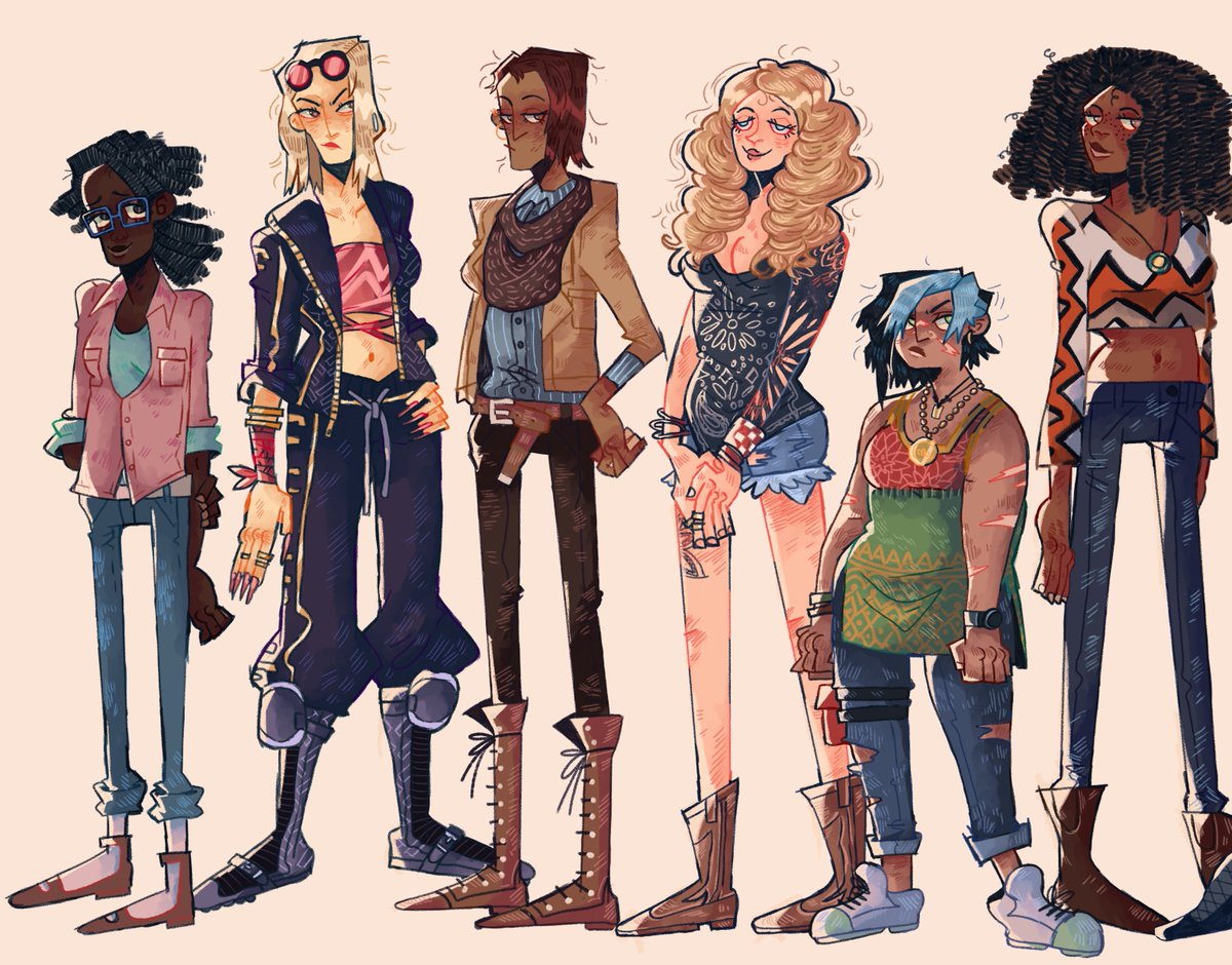 cryinglittleart's tweet photo. I'M FINALLY DONE! Every original, female DbD survivor! I mainly wanted to do this as an exercise for different shapes and face/body character features! But it also ended up being great coloring practice. ♥

#DeadbyDaylight #DeadByBHVR #dbd https://t.co/Sux37Guv4Q