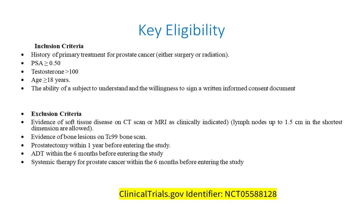 Last yr we noted the presumptions &amp; peril of overtreatment of PSMA+(#BCR)#ProstateCancer
bit.ly/3YHw5Ok

"What is missing in this equation is knowledge of the natural history of #PSMA #PET+disease"

A study to investigate this is now open @thenci
bit.ly/3yxRcYQ