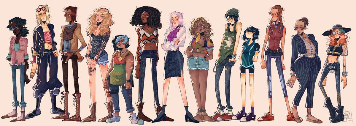 cryinglittleart's tweet photo. I'M FINALLY DONE! Every original, female DbD survivor! I mainly wanted to do this as an exercise for different shapes and face/body character features! But it also ended up being great coloring practice. ♥

#DeadbyDaylight #DeadByBHVR #dbd https://t.co/Sux37Guv4Q