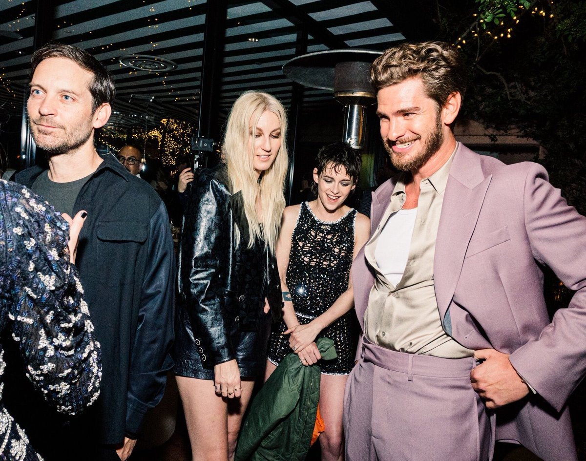 Andrew Garfield and Tobey Maguire at the Chanel pre-#Oscars    party.