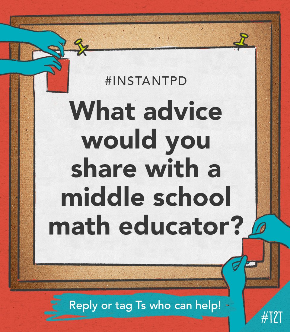 "Start my new job tomorrow! So excited and nervous. Any advice?"

Shout out your tips for middle school math educator <a href="/CherPeach/">Mrs. B</a>!

#InstantPD #ITeachMiddleSchool #MTBoS #ITeachMath