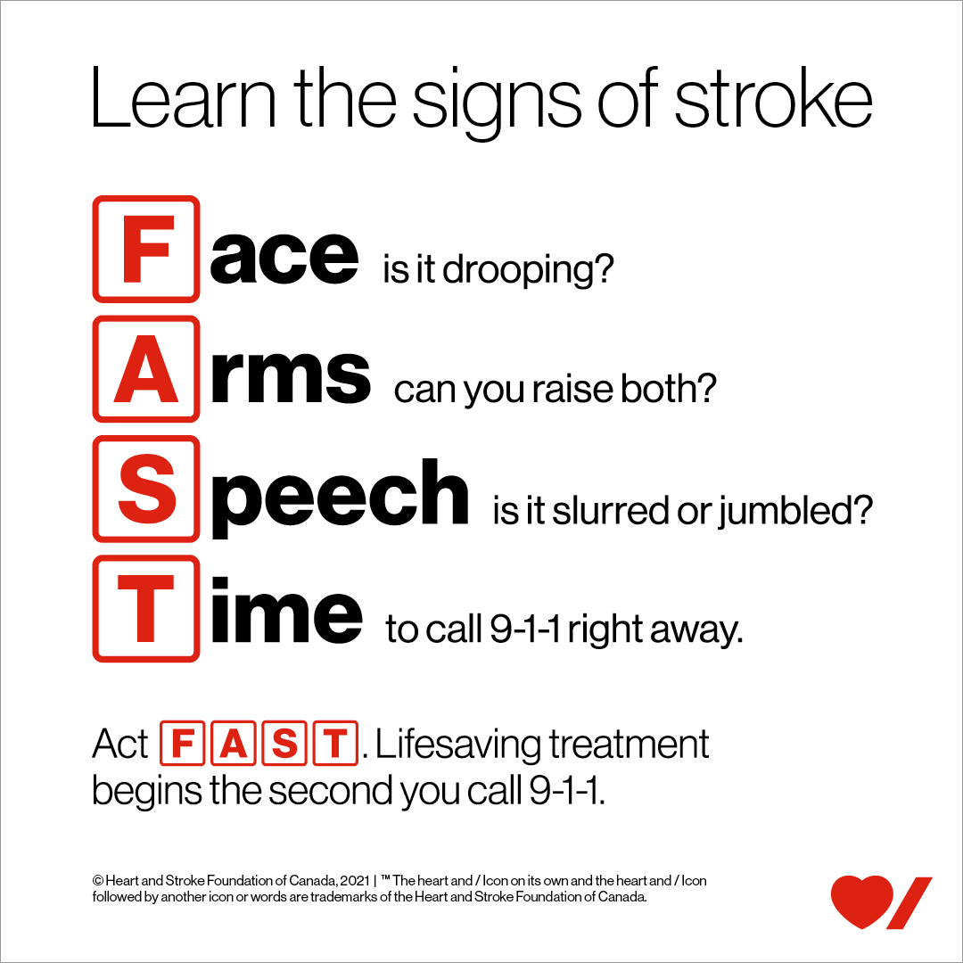 HeartandStroke's tweet photo. More people are surviving stroke because of increased public awareness, better treatment and coordinated systems of care. But four in 10 Canadians do not know any of the FAST signs of stroke. Help us share this life-saving message.