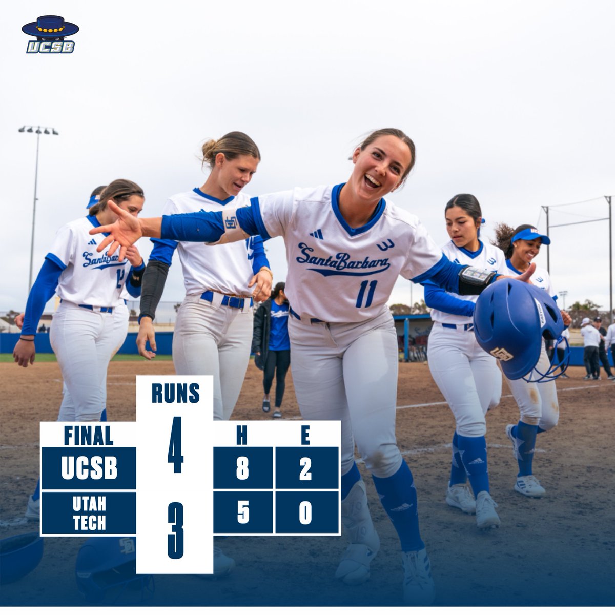 UCSBSoftball's tweet photo. Gauchos walk it off to end the weekend! Ashley Donaldson completes a three-run seventh with an RBI double to win the game!

#GoGauchos https://t.co/2G6RbWnnWy