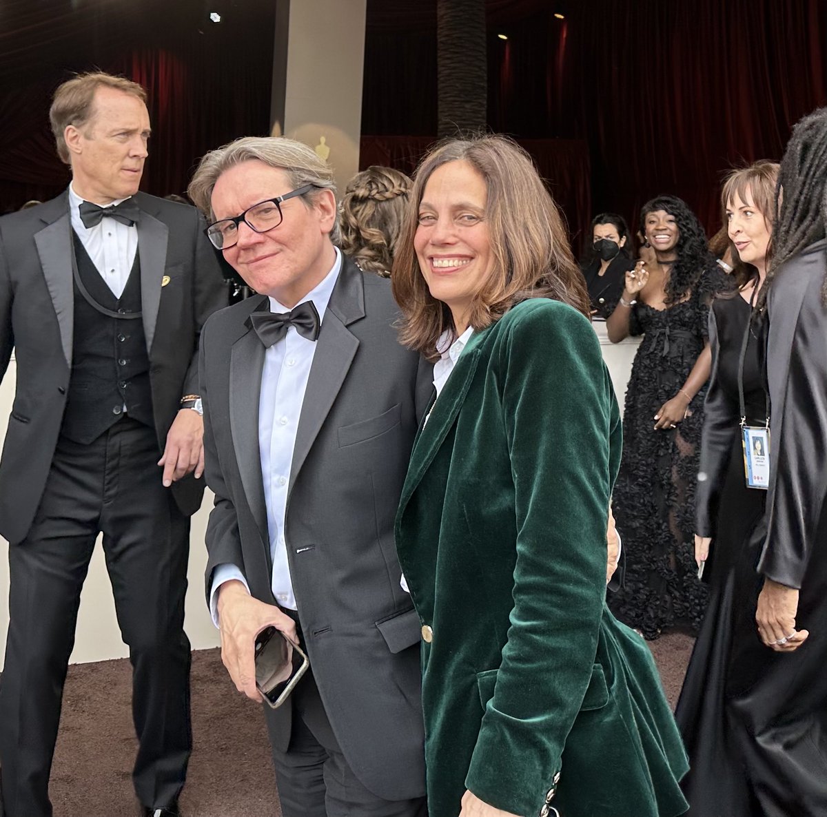 BazBam's tweet photo. #Living film legends #StephenWoolley and #ElizabethKarlsen arrive on the #Oscar red carpet. The two creatives produced the film #Living https://t.co/jj0gFPPkn1