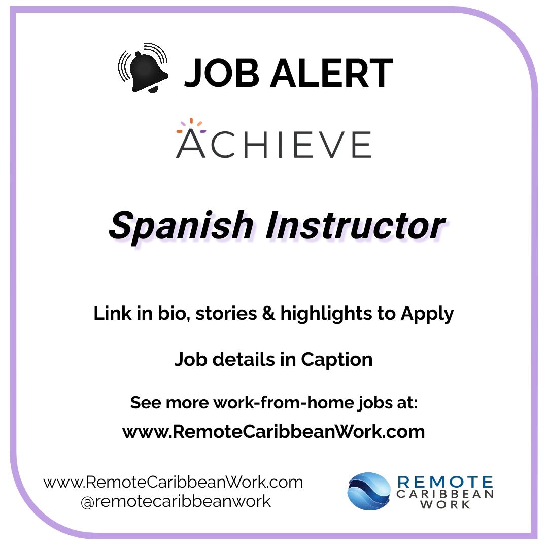 New remote position available: Spanish Instructor

Check the link bit.ly/3L7Pnt9  to see details and apply online 

Check out the latest available jobs at this link bit.ly/NewRCWJobs and apply online 

#jobsforcaribbeannationals #stillsunday #careerja