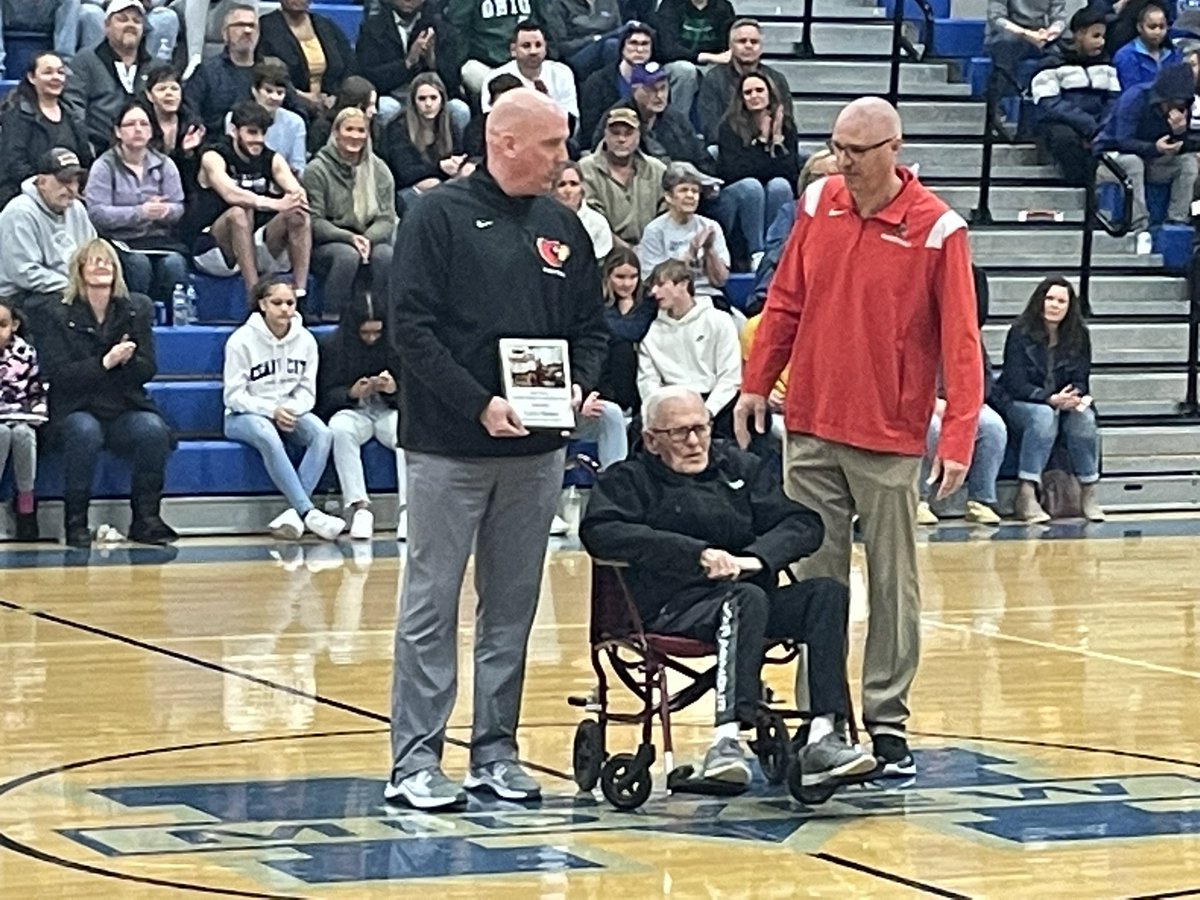 Coach Babics receiving the 1st Bob Walsh Lorain County Coach of the Year.