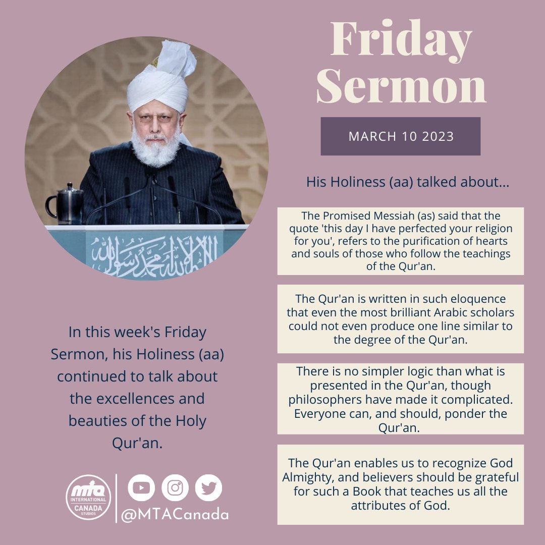 MTACanada's tweet photo. Tune into @muslimtv to watch this week's, Friday Sermon.
https://t.co/bwJzmXwSiq
@AMYACanada @AtfalCanada
@LajnaCanada @WaqfenauCanada
#MTAi #MTACanada
#khalifaofislam #MTAkids https://t.co/UraHWRzREh