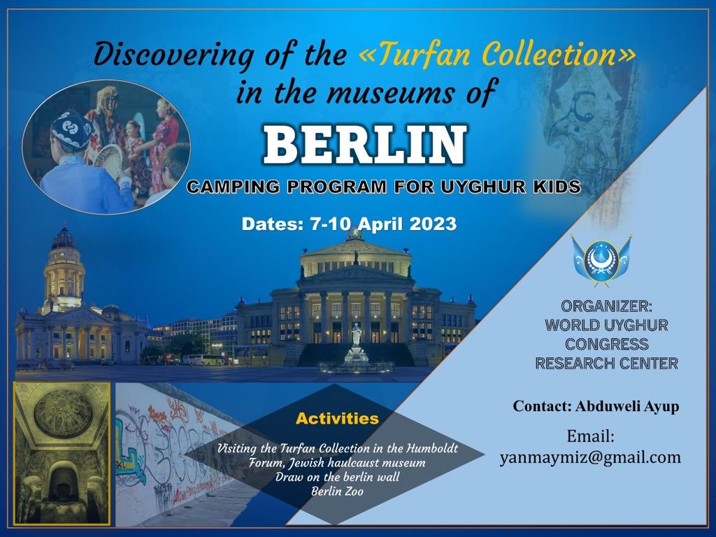 AbduwelA's tweet photo. Uyghur kids will discover their history in Berlin. April 7 to April 10, 30 students from 10 European countries arnd15 years old will visit museums, former Jewish camps and draw their history and present genocide on the Berlin Wall, let’s enjoy their pictures and listen to them https://t.co/wWCoxJygnC