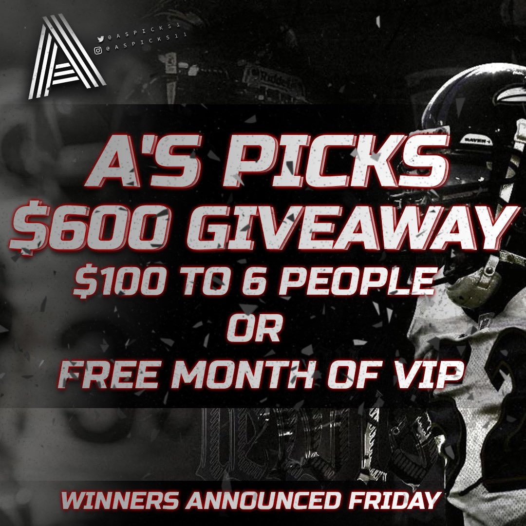 $600 giveaway for 60k followers

Love you all

Must be following me <a href="/AsPicks1/">A’S PICKS</a> 

Winners picked Friday 

🫡