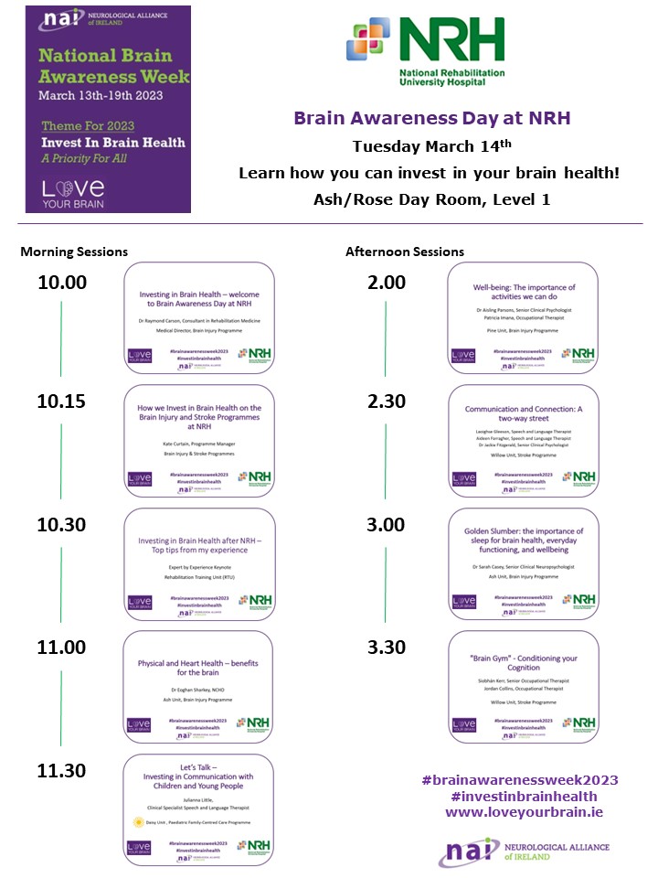 Dr Sarah Casey @sarahjcasey.bsky.social (@sarahjane_casey) on Twitter photo Looking forward to our brain awareness day for patients at #NRH on Tuesday 14th March as part of #brainawarenessweek2023 🧠 We will be looking at different ways to #investinbrainhealth 🧠 Tips & information also available at our lunchtime stand 12.00-2.00pm 🧠 <a href="/naiireland/">Neurological Alliance of Ireland</a> Looking forward to our brain awareness day for patients at #NRH on Tuesday 14th March as part of #brainawarenessweek2023 🧠 We will be looking at different ways to #investinbrainhealth 🧠 Tips & information also available at our lunchtime stand 12.00-2.00pm 🧠 <a href="/naiireland/">Neurological Alliance of Ireland</a>