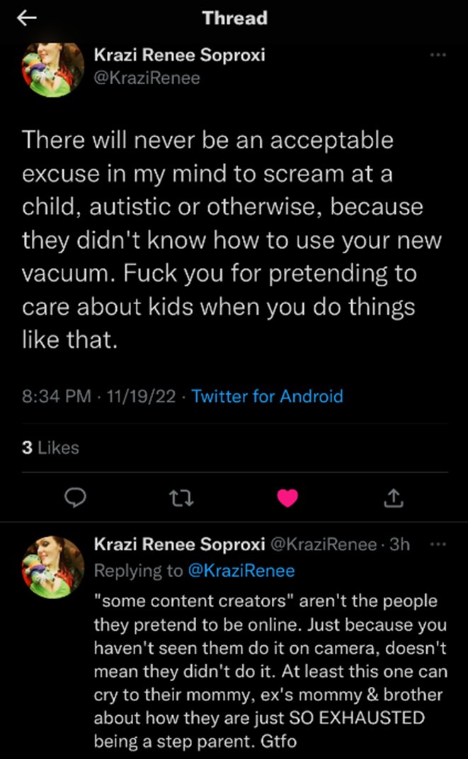 JustBcauseofu's tweet photo. hey, Draven, how many times have you called Rev a 'Piece of Shit' for kicking Shanny's autistic son in the head and yet, 'lo and behold' apparently YOU in fact are also a horrible step parent who SCREAMS at autictic children; according to your wife! Those are the Facts. DEAL! https://t.co/KwIzYb5CEr
