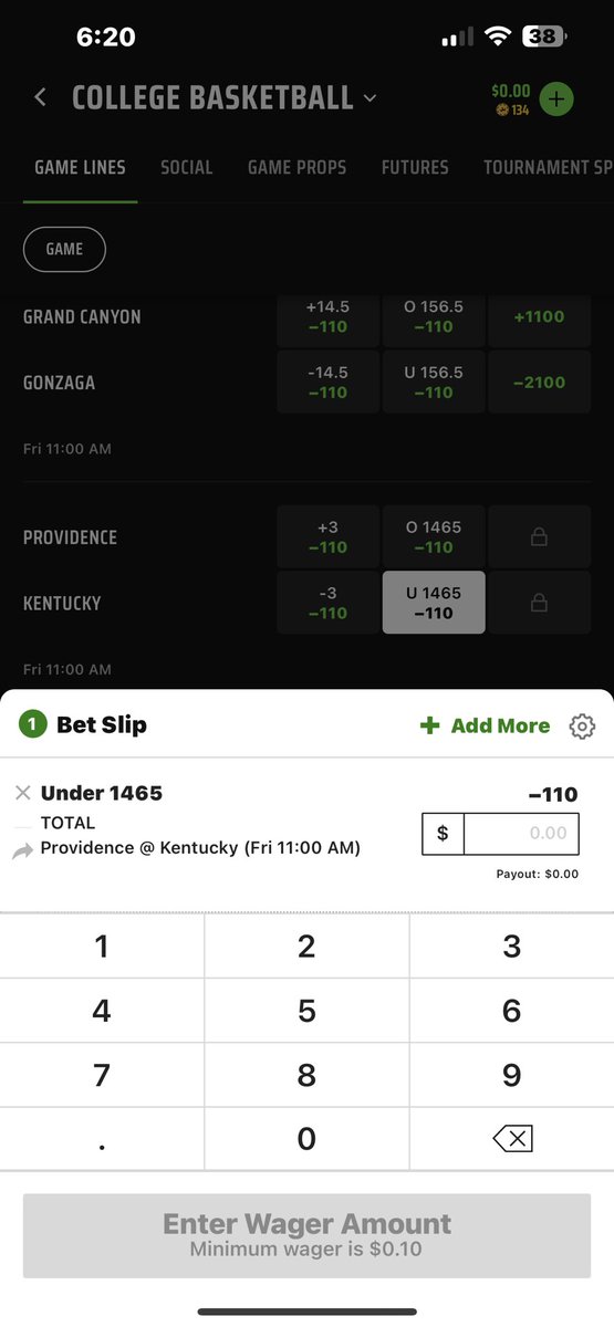 Number 1 lock. Under 1,465 points in this game.