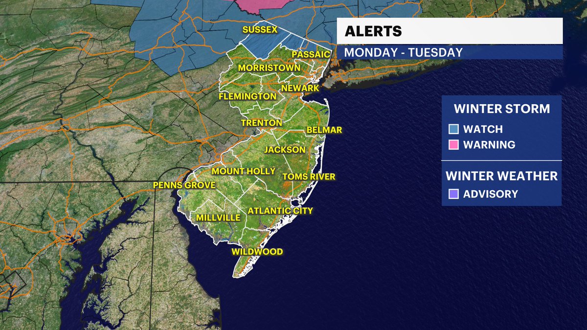 MichelePowersWx's tweet image. ❄️☔️ NJ STORM WATCH ☔️❄️ Wide variety of weather will impact NJ Mon-Tue.  A small area may see significant snow.  Stay with @News12NJ for updates newjersey.news12.com/weather
#njweather #noreaster #njsnow #njrain #wind