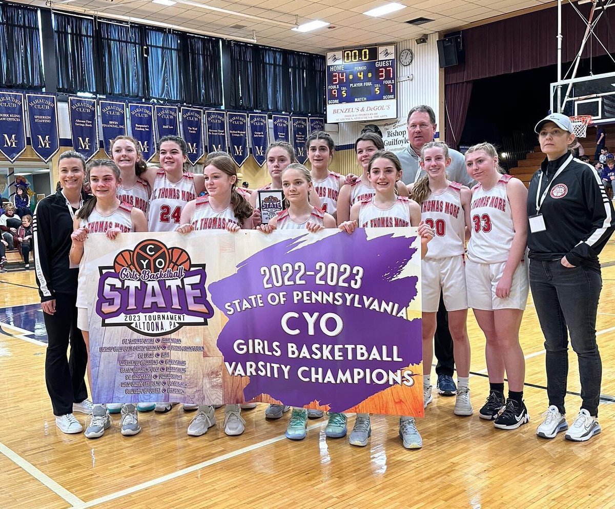 #STMpride Congratulations to our STM Girls Basketball team who finished in 4th in the state! Great job, Raiders! #STMexcellence ❤️🖤🏀