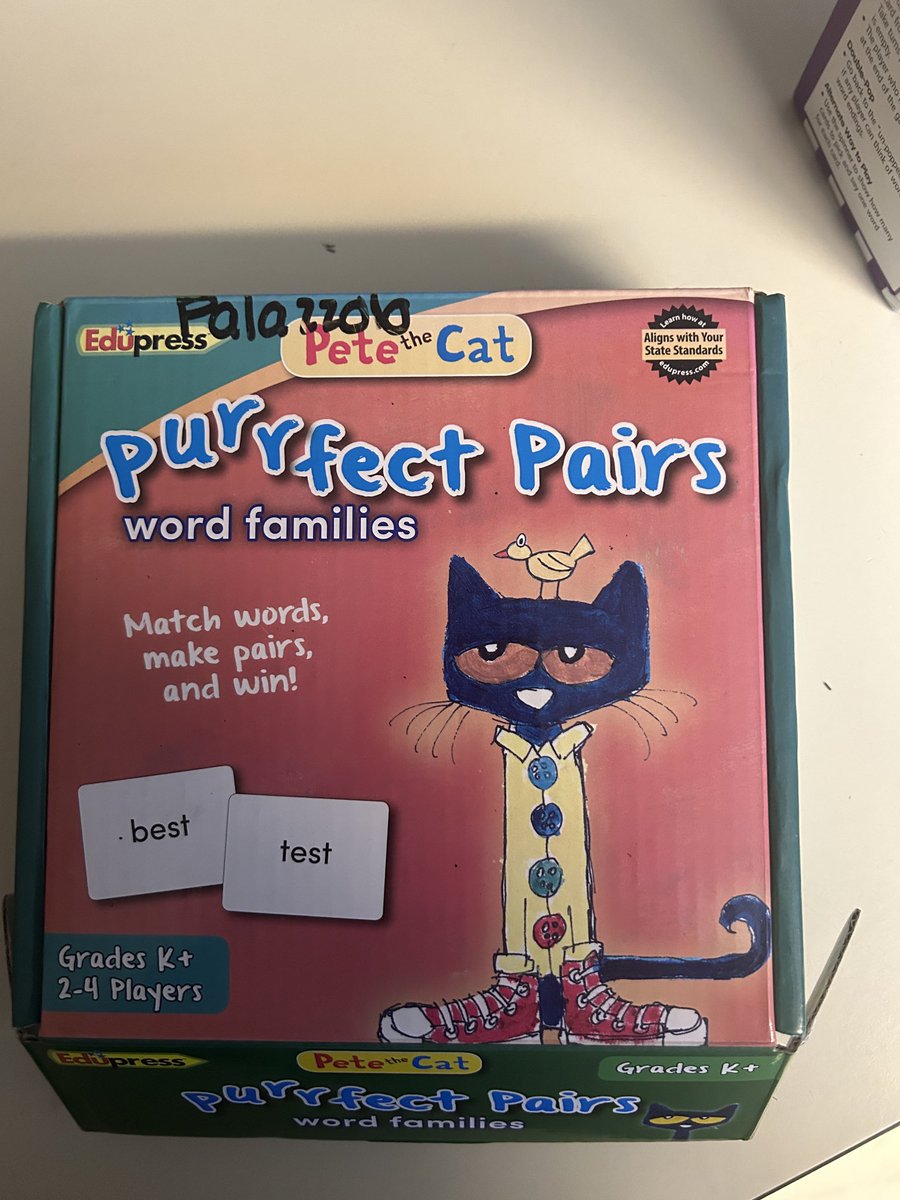 MissKimHyde's tweet photo. Purrfect Pairs is an easy way for students kindergarten plus to learn their word families. They will match words and look for the proper pair. This is a great way for students to stay engaged and to better their literacy skills while having fun 🍎⁦@PJLanguageArts⁩ https://t.co/jP4KKJNT07