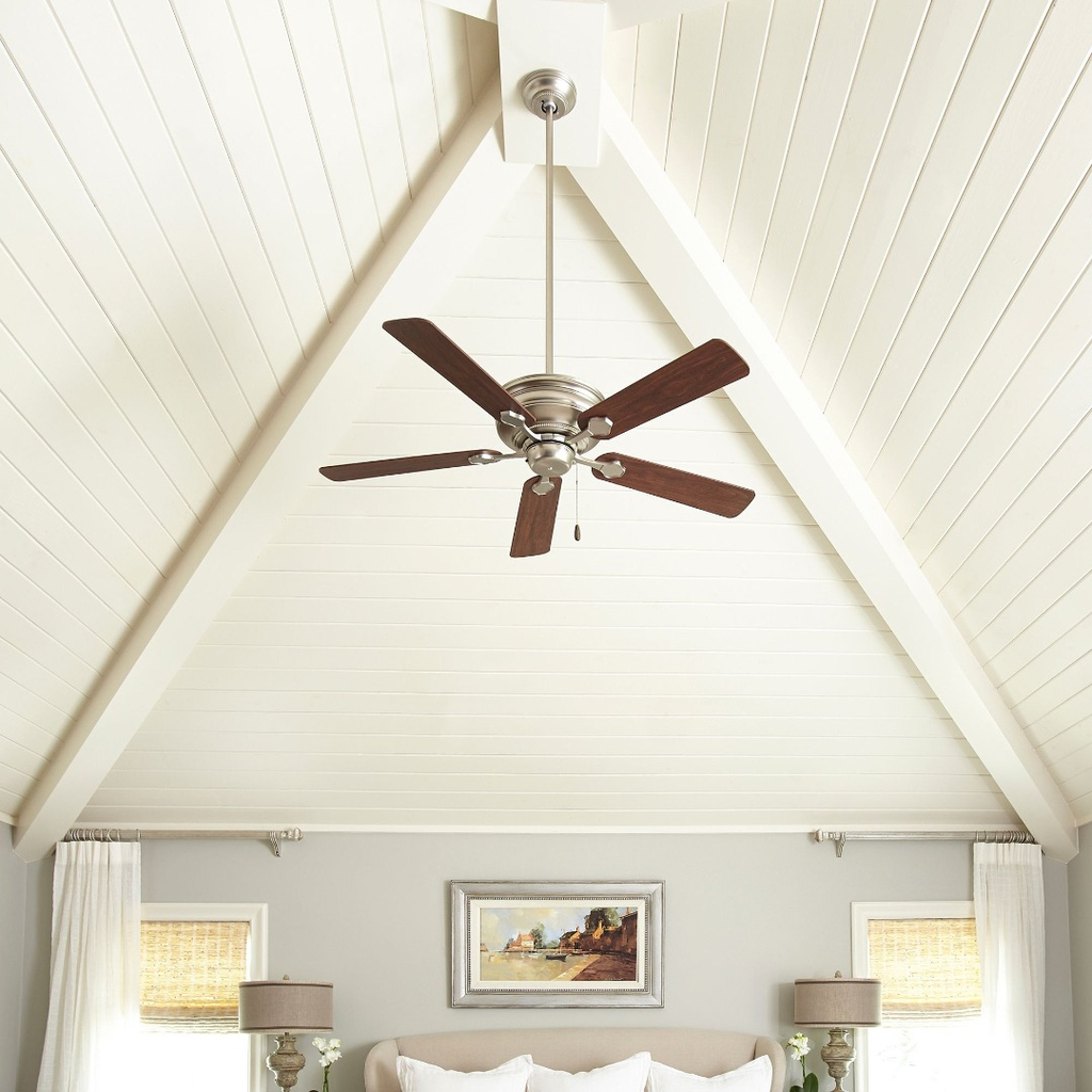 Alexa, how do I install a fan on a vaulted ceiling? 🤔

If you have a high-pitch ceiling, you'll need to be sure to add an extra-long downrod (the pole that connects the body of the fan to the base) so your fan will clear the ceiling without hitting i… instagr.am/p/CptNuu1NCGQ/