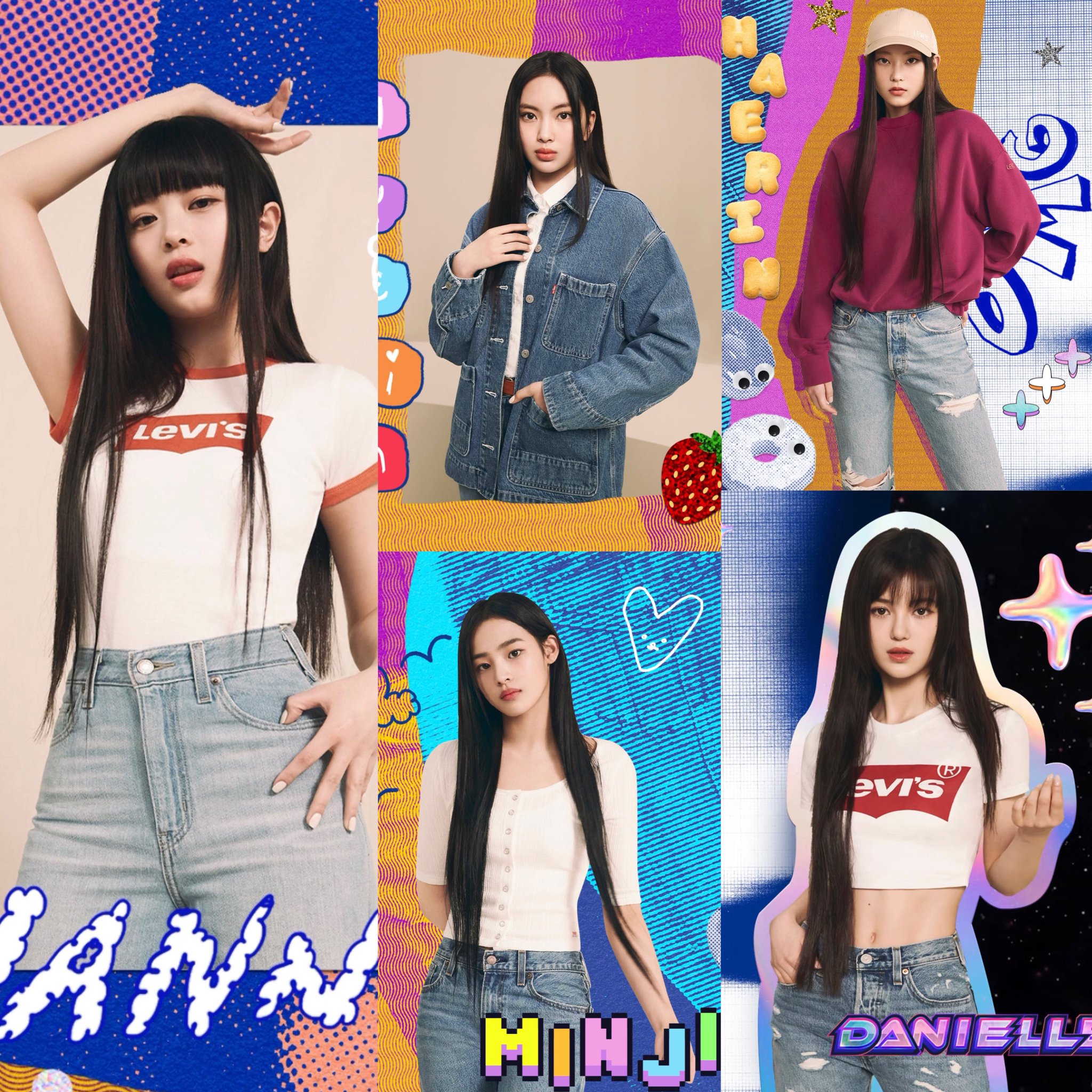 Newjeans NJZ LEVI'S ポスター Levi's Partners With K-Pop Group NewJeans